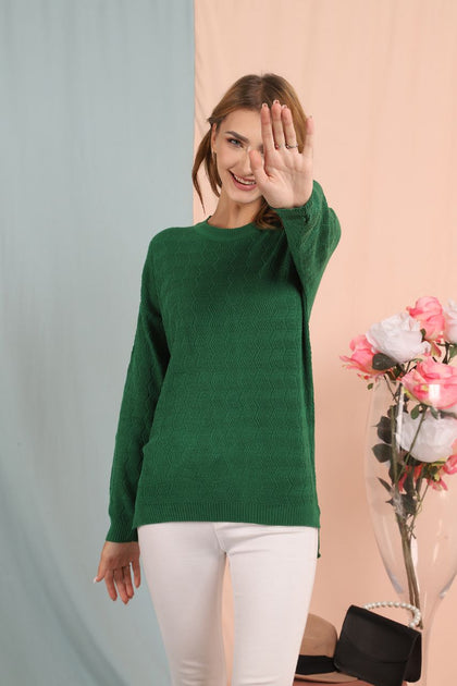 Women's Textured Detail Sweater by Memnu - MEWS187