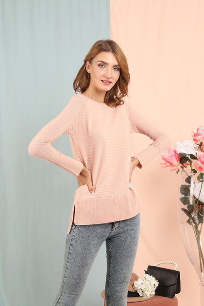 Women's Textured Detail Sweater by Memnu - MEWS195