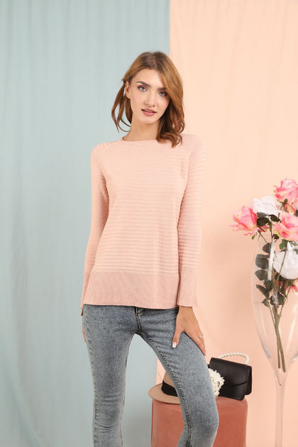 Women's Textured Detail Sweater by Memnu - MEWS195