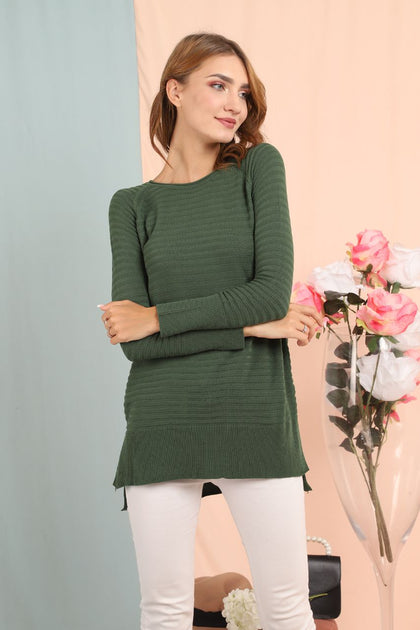 Women's Textured Detail Sweater by Memnu - MEWS196