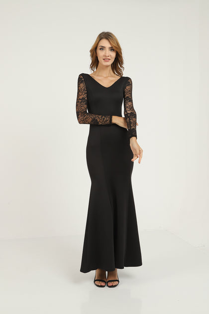 Women's Net Sleeve Formal Maxi Dress - MWMSD54