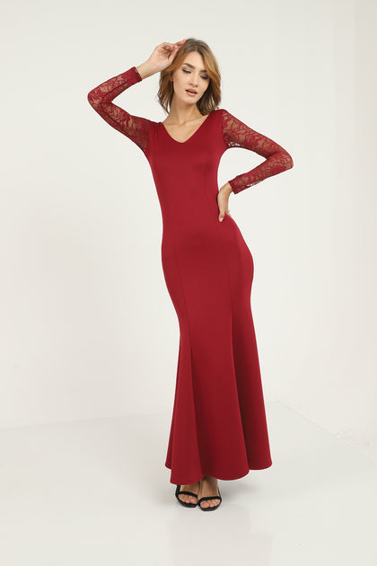 Women's Net Sleeve Formal Maxi Dress - MWMSD53