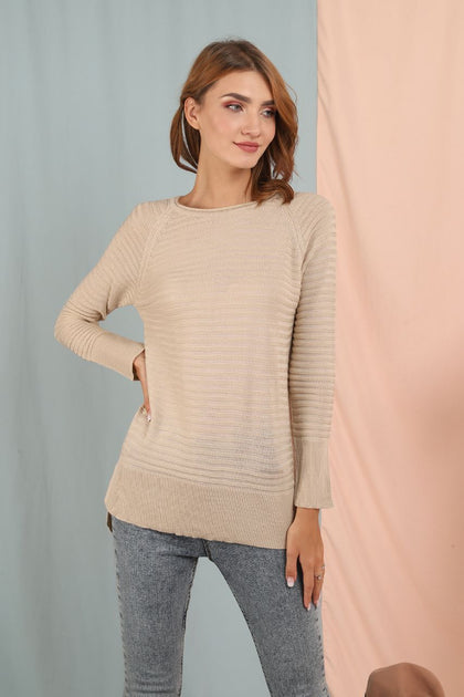 Women's Textured Detail Sweater by Memnu - MEWS209