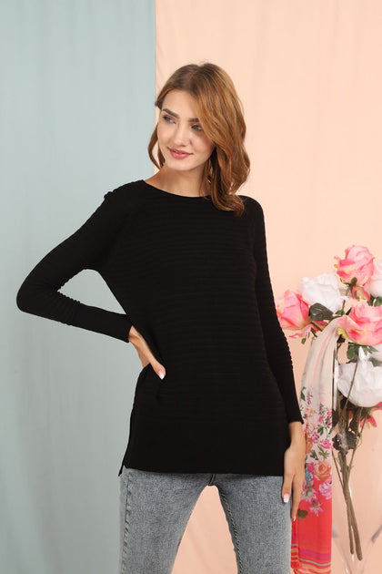 Women's Textured Detail Sweater by Memnu - MEWS210