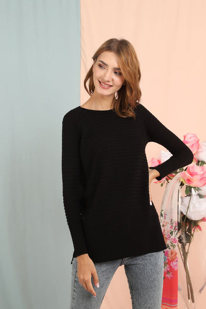 Women's Textured Detail Sweater by Memnu - MEWS210