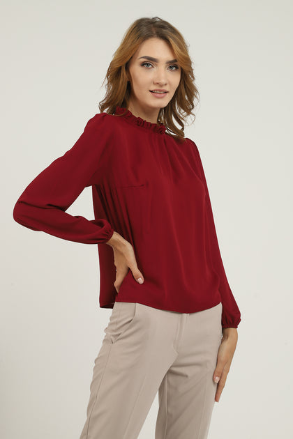 Women's Pleated Neck Detail Top - WST22