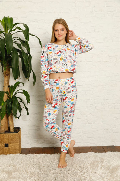 Women's 2 Piece Printed Night Wear Co Ord Set - WNCS49