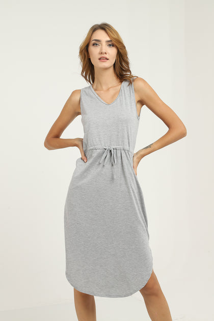 Women's Sleeveless Front Tie Detail Dress - MWSD51