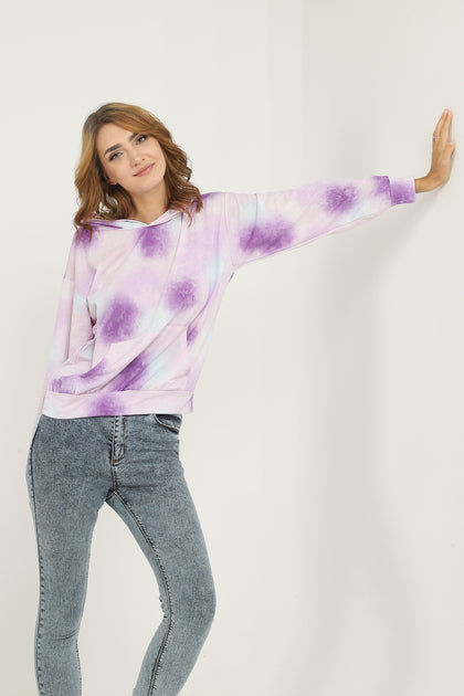 Womens Cotton Printed Tie Dye Hoodie - MEWSHO3