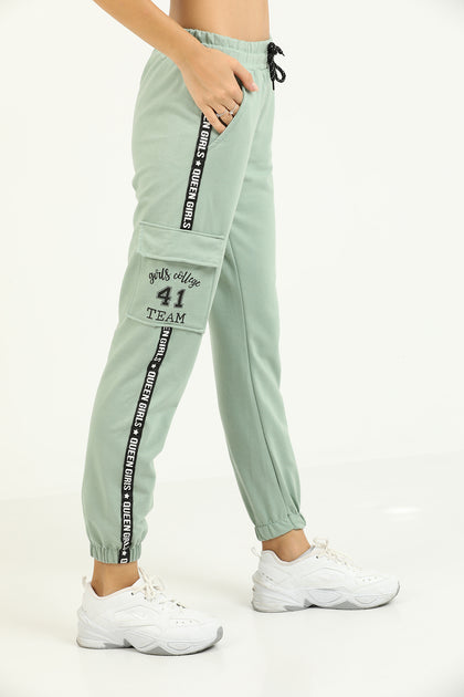 Women's Cargo Pocket Print Detail Jogger Pants - MWJP101