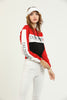 Womens Cotton Printed Color Block Hoodie - MEWSHO7