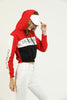 Womens Cotton Printed Color Block Hoodie - MEWSHO7