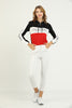 Womens Cotton Printed Color Block Hoodie - MEWSHO5