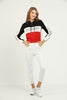 Womens Cotton Printed Color Block Hoodie - MEWSHO5