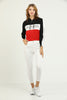 Womens Cotton Printed Color Block Hoodie - MEWSHO5