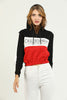 Womens Cotton Printed Color Block Hoodie - MEWSHO5