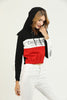 Womens Cotton Printed Color Block Hoodie - MEWSHO5