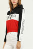 Womens Cotton Printed Color Block Hoodie - MEWSHO5