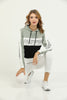 Womens Cotton Printed Color Block Hoodie - MEWSHO4