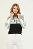 Womens Cotton Printed Color Block Hoodie - MEWSHO4