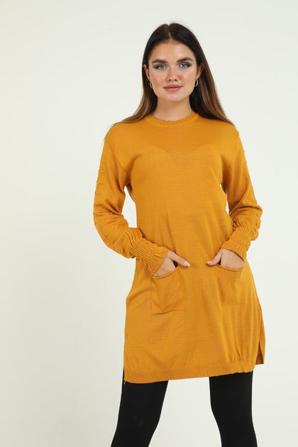 Women's Pocket Detail Long Sweater by Memnu - MEWS261