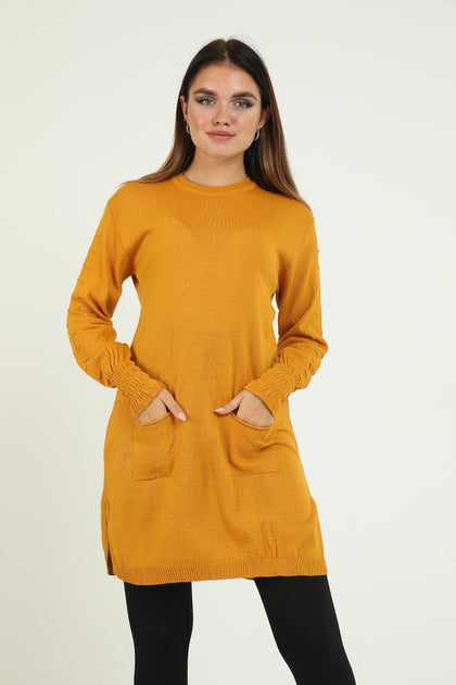 Women's Pocket Detail Long Sweater by Memnu - MEWS261