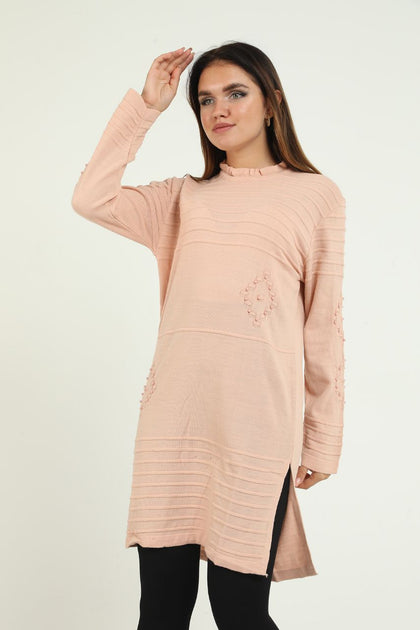 Women's Bead Detail Long Sweater by Memnu - MEWS266