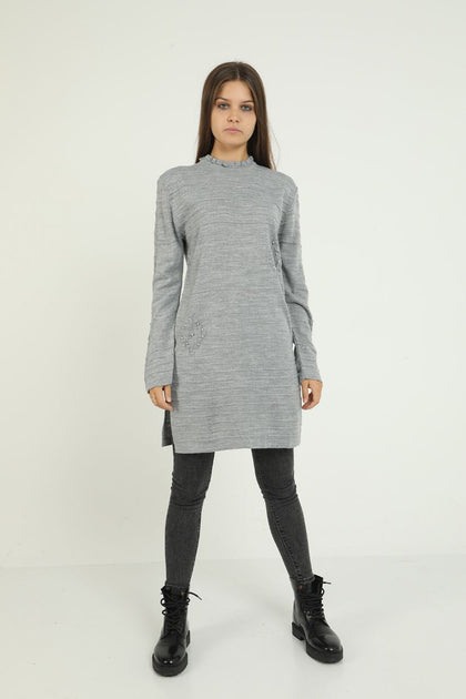 Women's Bead Detail Long Sweater by Memnu - MEWS269