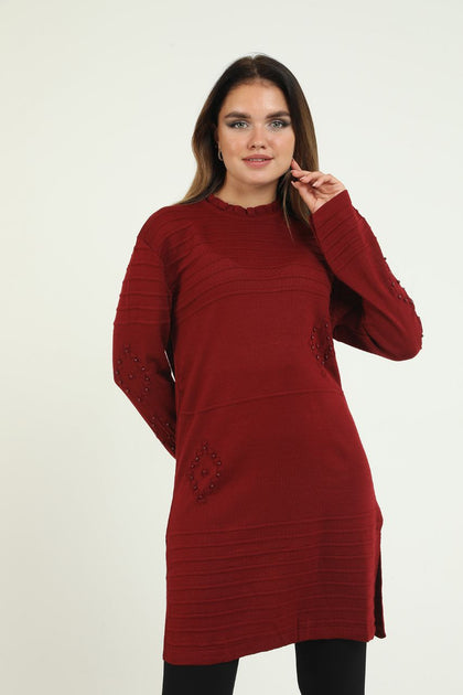 Women's Bead Detail Long Sweater by Memnu - MEWS264