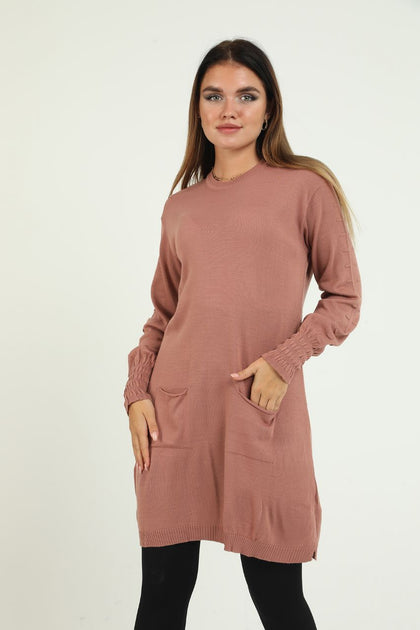 Women's Pocket Detail Long Sweater by Memnu - MEWS272