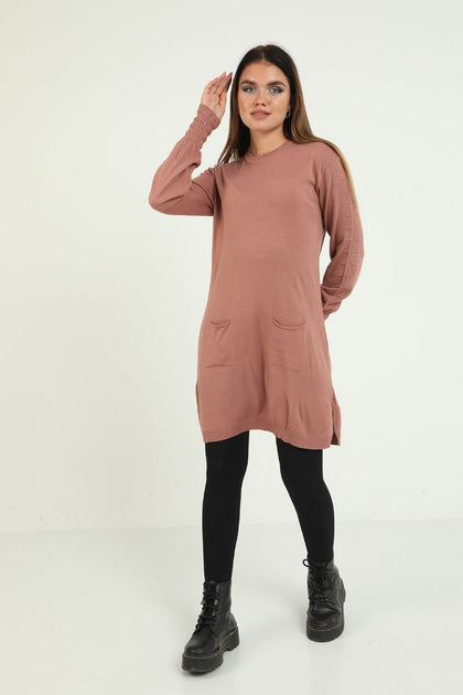 Women's Pocket Detail Long Sweater by Memnu - MEWS272