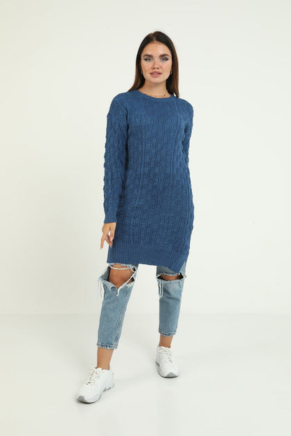 Women's Pattern Detail Long Sweater by Memnu - MEWS275