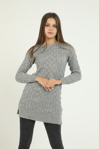 Women's Pattern Detail Long Sweater by Memnu - MEWS276