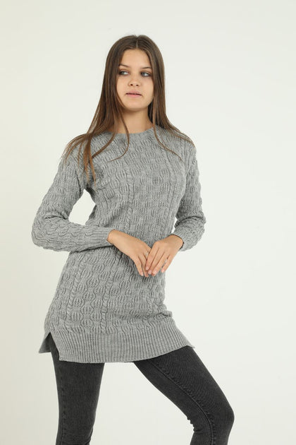 Women's Pattern Detail Long Sweater by Memnu - MEWS276