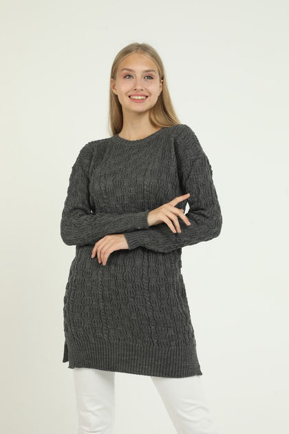 Women's Pattern Detail Long Sweater by Memnu - MEWS277