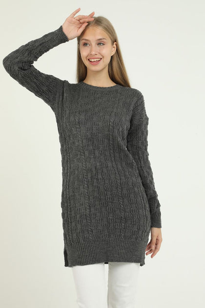 Women's Pattern Detail Long Sweater by Memnu - MEWS277