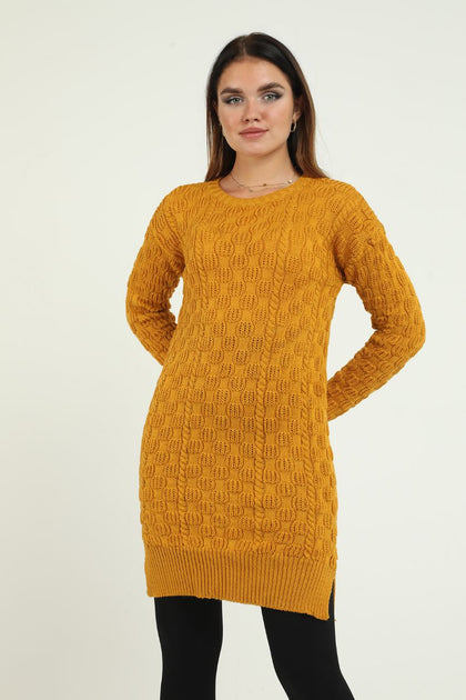 Women's Pattern Detail Long Sweater by Memnu - MEWS278