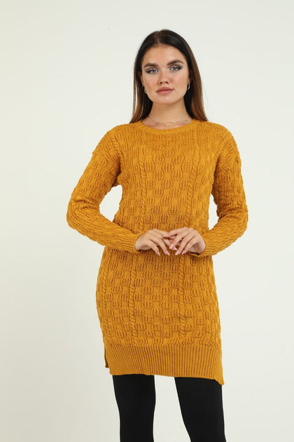 Women's Pattern Detail Long Sweater by Memnu - MEWS278