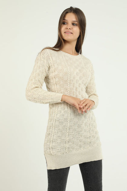 Women's Pattern Detail Long Sweater by Memnu - MEWS280