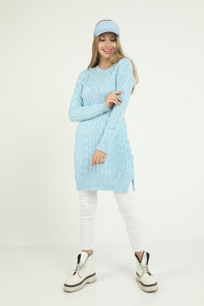 Women's Pattern Detail Long Sweater by Memnu - MEWS282