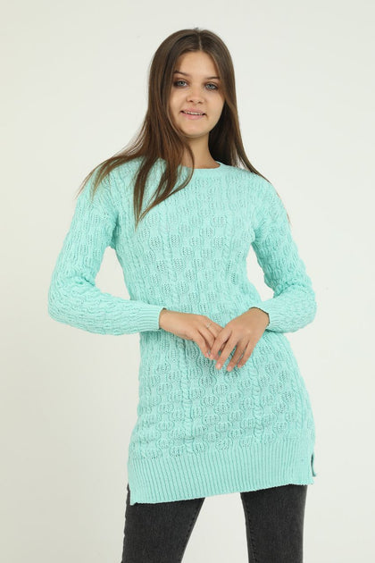 Women's Pattern Detail Long Sweater by Memnu - MEWS283