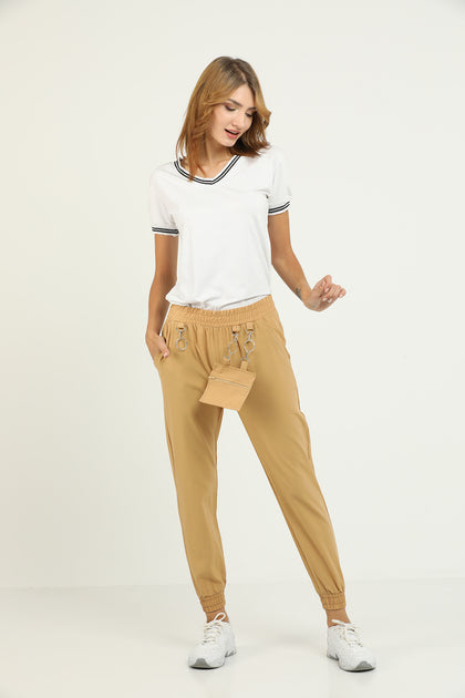 Women's Cargo Chain and Pocket Detail Jogger Pants - MWJP105