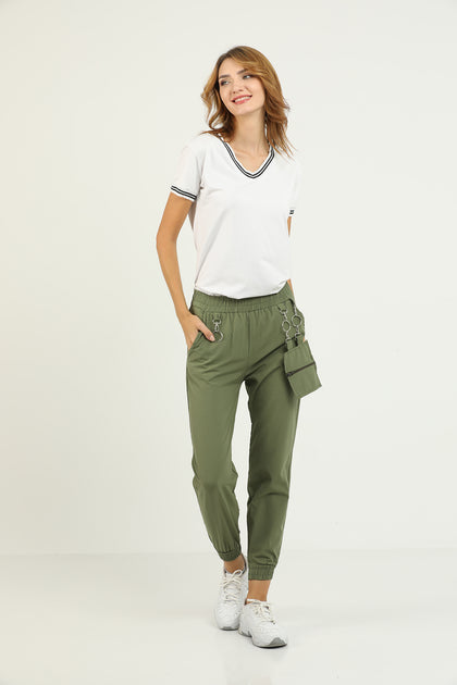 Women's Cargo Chain and Pocket Detail Jogger Pants - MWJP104