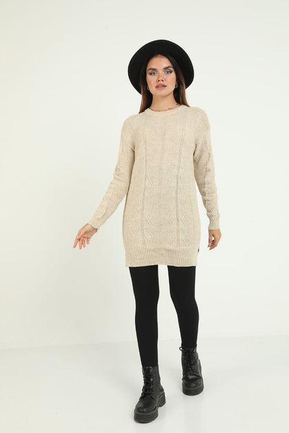 Women's Pattern Detail Long Sweater by Memnu - MEWS285