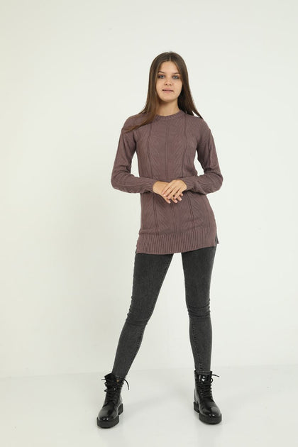 Women's Pattern Detail Long Sweater by Memnu - MEWS291