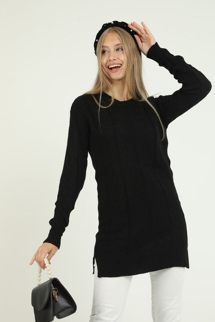 Women's Pattern Detail Long Sweater by Memnu - MEWS286