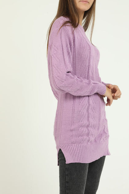 Women's Pattern Detail Long Sweater by Memnu - MEWS288