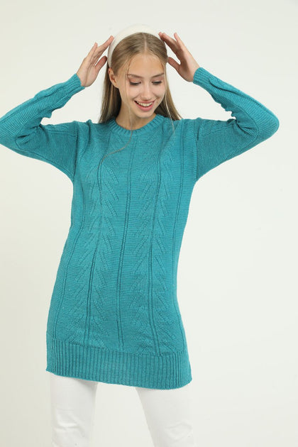 Women's Pattern Detail Long Sweater by Memnu - MEWS290