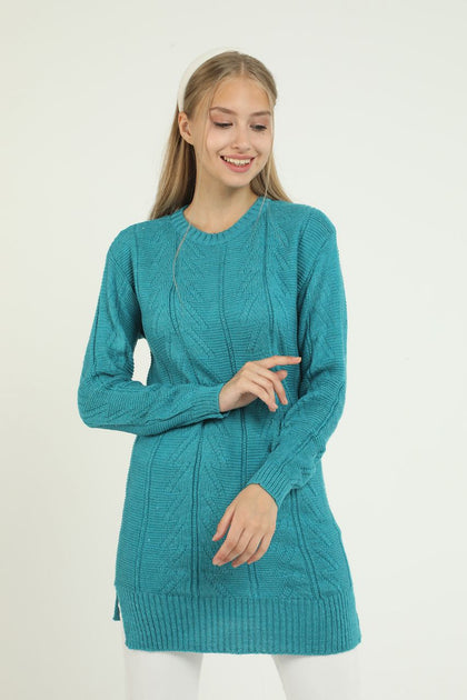 Women's Pattern Detail Long Sweater by Memnu - MEWS290