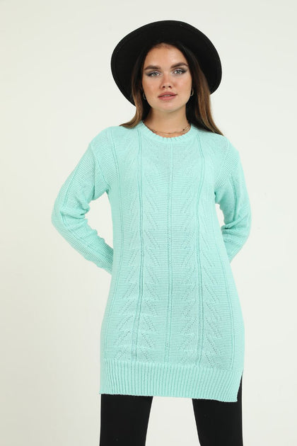 Women's Pattern Detail Long Sweater by Memnu - MEWS289